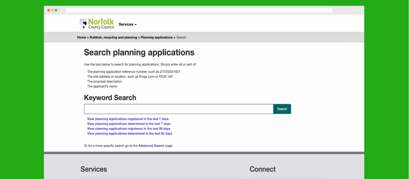 Improving the User Experience of Norfolk County Council's Planning Applications Website hero image