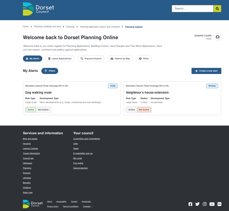 High-fidelity designs for the dashboard of a user account