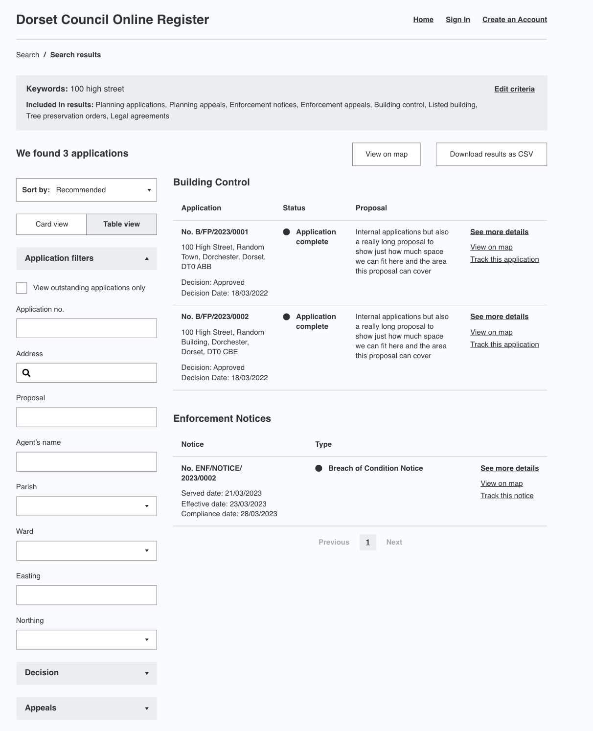 After user feedback, had also included table views