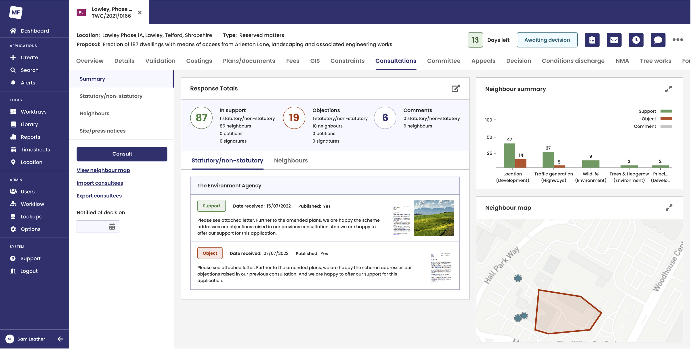 High-fidelity design example of the consultations sprint summary screen
